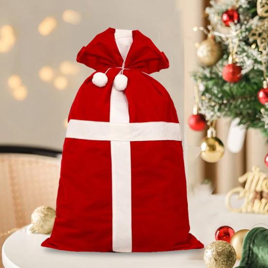 Рождественский бархатный мешок Санты с кулиской, красный мешок для подарков Санты, большой мешок для упаковки подарков для рождественского подарка, принадлежность для вечеринки