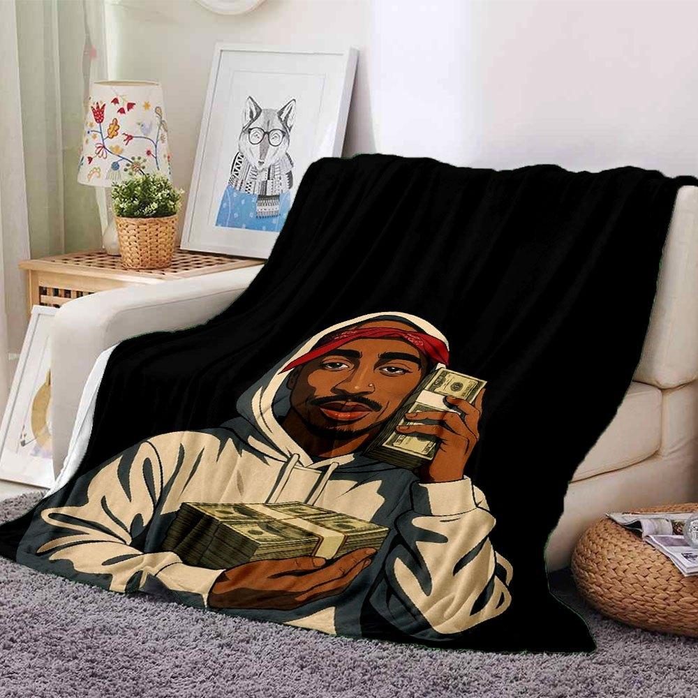 1 шт. Плед в стиле Hip Hop 2Pac, Мягкий, Легкий, Для всех сезонов, Многоцелевой плед для дивана, кровати, офиса и пикников, Французский стиль с культовыми обложками альбомов и цитатами