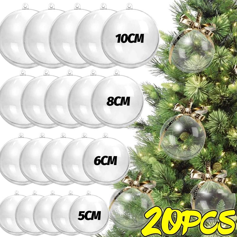 1/20PCS Transparent Fillable Christmas Balls DIY Xmas Tree Hanging Pendants Plastic Hollow Ball New Year Party Ornament Gift Box