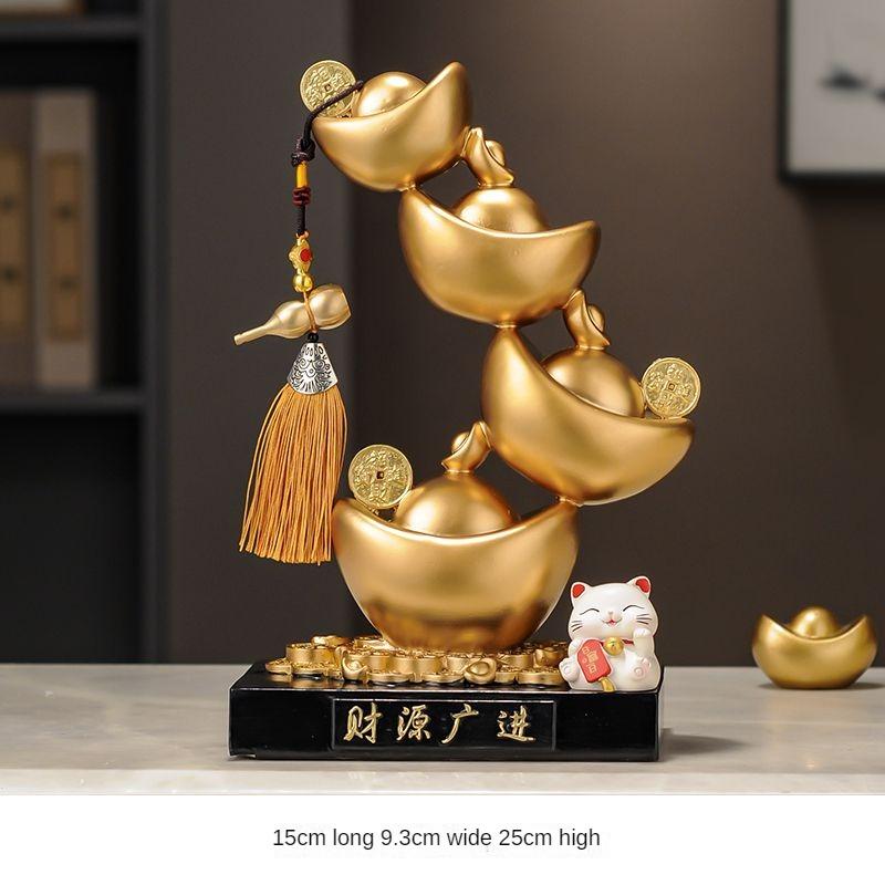 Bonanza Yuanbao Украшение Zhaocai Новое китайское домашнее хозяйство Гостиная Офис Креативное высококачественное украшение из смолы Открытие Подарков Новое