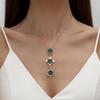 Temperament Lucky Clover Clavicle Chain Women's Fashion Rhombus Double Flower Tassel Pendant Stacked Wearing Long Necklace
