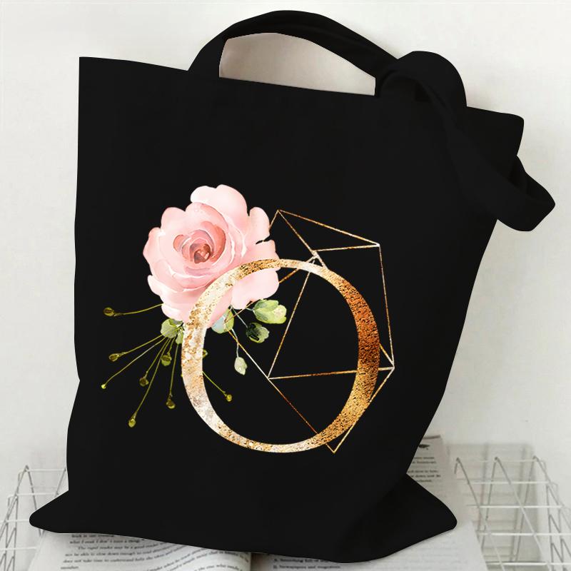 Сумка из холста с принтом, женская сумка на плечо, модная женская сумка с цветочным принтом и буквами, сумка-тоут с буквами алфавита