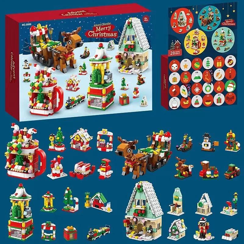 Advent Calendar  Christmas Gift For Kids Building Blocks New Year Blind Box Gift 24Days Christmas Diy Santa Claus Bricks