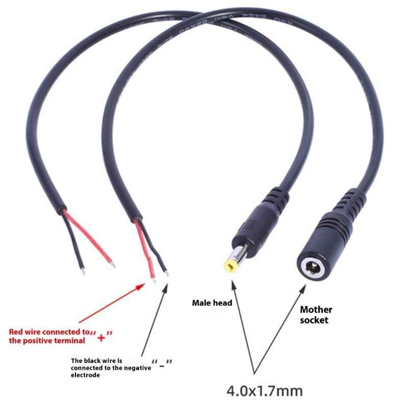 4017 Male/Female Plug to Open End Cable 4.0mmx1.7mm Plug Power Pigtails Cable for Computer Power Supply Repair