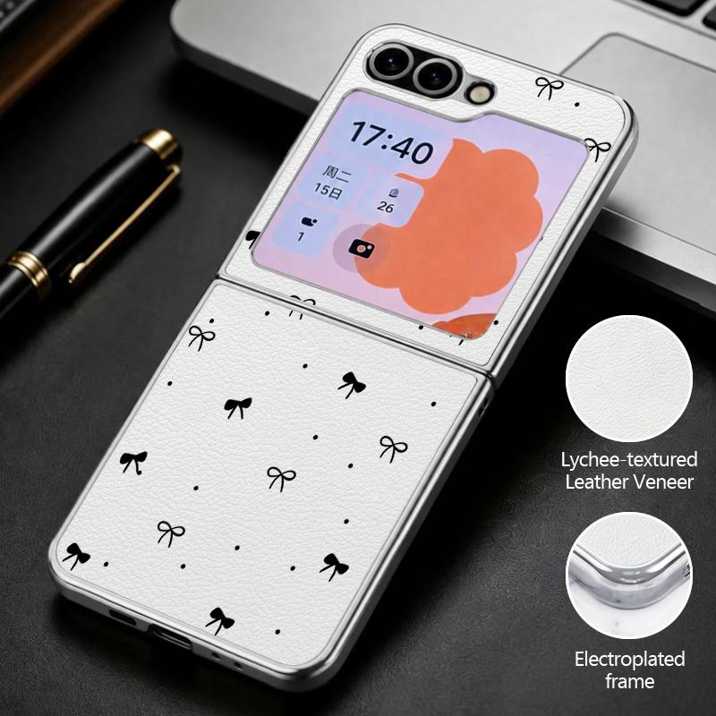 Чехол с принтом разноцветных бантиков для Samsung Galaxy Z Flip 8 7 6 5 Z Flip8 Flip7 Flip6 Гибридный 3-в-1 Покрытие Кожаная накладка Чехол для складного телефона