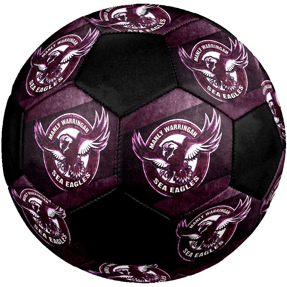 SIZE 5 Manly Warringah Sea Eagles Soccer Ball Colorful All Ages Machine Stitched PVC Competition Ready Durable High-Bounce
