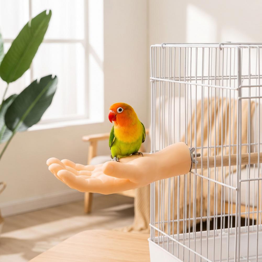 Bird Perch for Cage Hand-shaped Parrot Perch Stand with Screw Fastener Non-slip Bird Cage Perch for Budgie Cockatiels