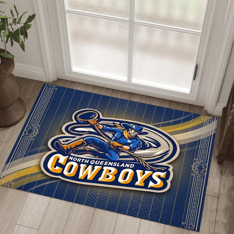 North Queensland Cowboys Design Crystal Velvet Carpet Cozy Non?Slip Printed Rug For Bedroom Living Room Entrance