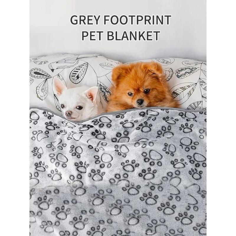 Cartoon Cute Paw Pattern Dog Sleeping Blanket Super Soft Plush Pet Blanket Warm Cuddle Blanket for Dogs Cats Puppy Throws Blanket for Couch Sofa Bed