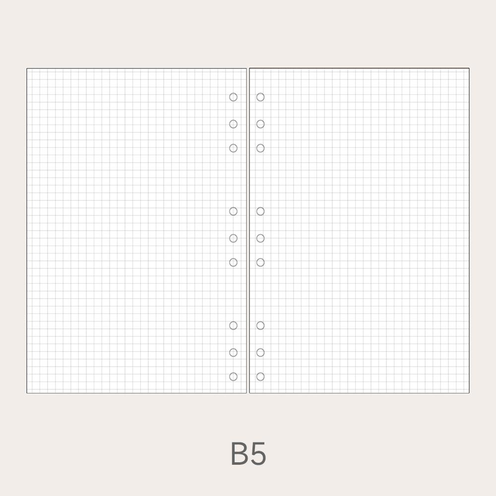 B5 Printed Refill Paper 100 Sheets-9 Hole Loose Leaf-25.8x18cm High Capacity Filler Paper (100g) Gift