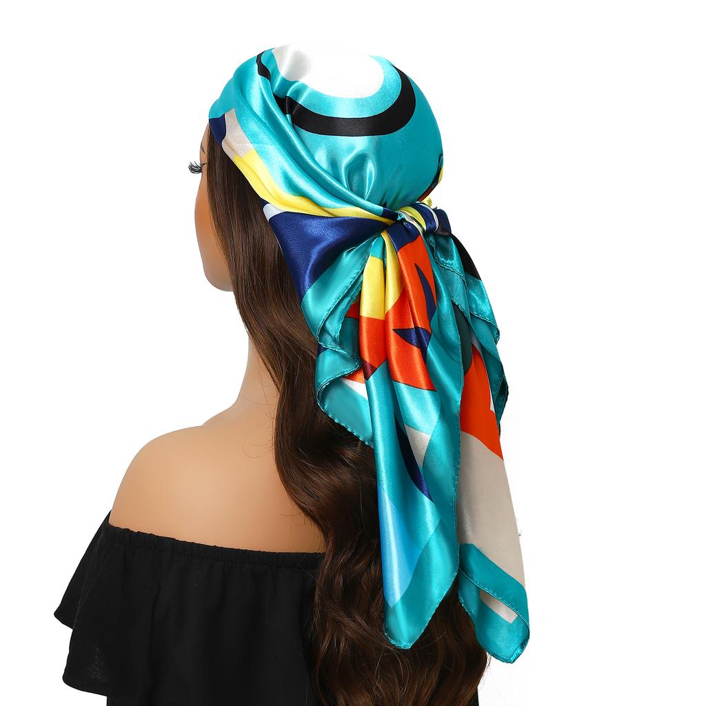 Модный квадратный шелковый платок Женский головной убор 90*90см Принт Шейные платки Офисная повязка для волос Носовой платок Женская бандана Головной убор