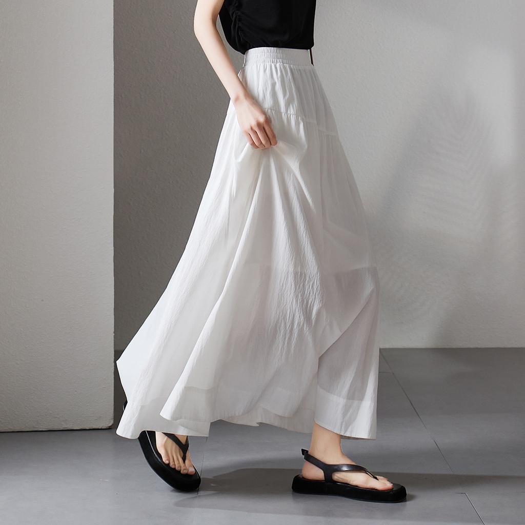 Asymmetric design high waisted skirt 2026 summer fashion versatile mid length A-line umbrella skirt