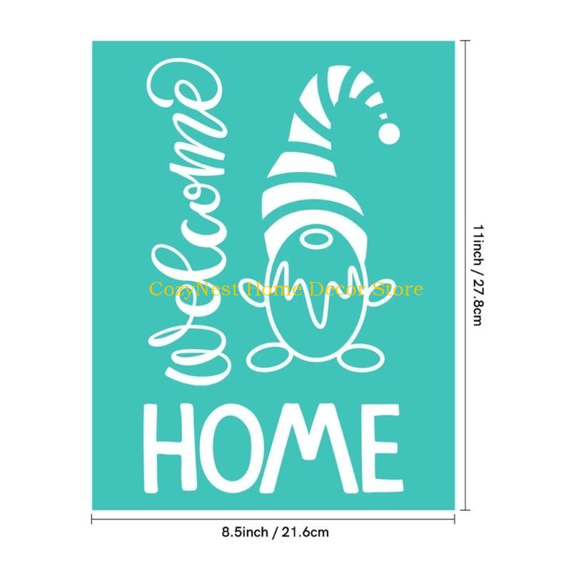 92MF Самоклеящийся трафарет для шелкографии Рождественский гном Многоразовый сетчатый трафарет для переноса Моющийся для DIY живописи Шелк