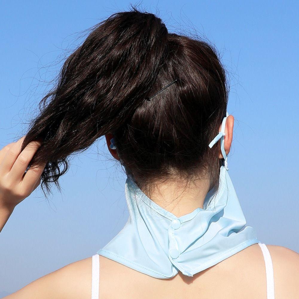 Summer Full-Face Sunscreen Veil UPF 50+ Neck Wrap Cover Ice Silk Face Cover for Male Female