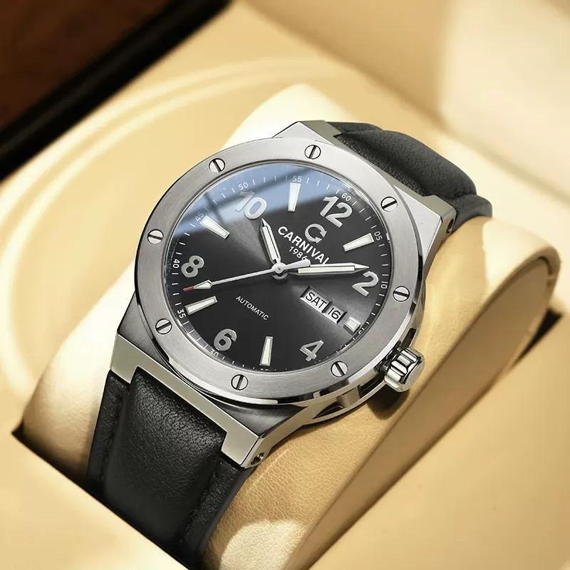 CARNIVAL Brand Mechanical Watch Luxury Sapphire Calendar Business MIYOTA Automatic Wristwatches 30m Waterproof for Men Reloj