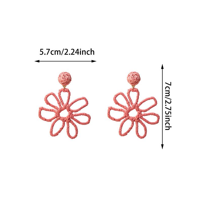 Летние Пляжные Серьги-Ветерки для Женщин, Красочные Серьги-Цветы Ручной Работы из Рафии, Ювелирные Изделия