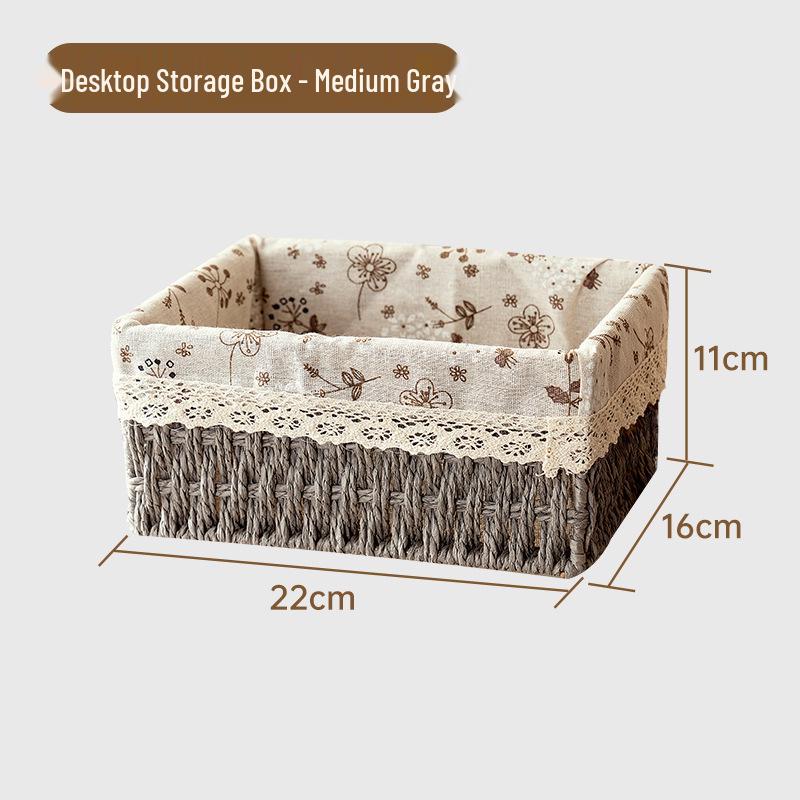 Desktop Storage Basket for Keys, Snacks, Sundries, & Cosmetics - Imitation Rattan Coffee Table Organizer