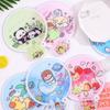 Cartoon Group Fan Round Pocket Fan Mini Portable Fan Folding Fan  for Beach