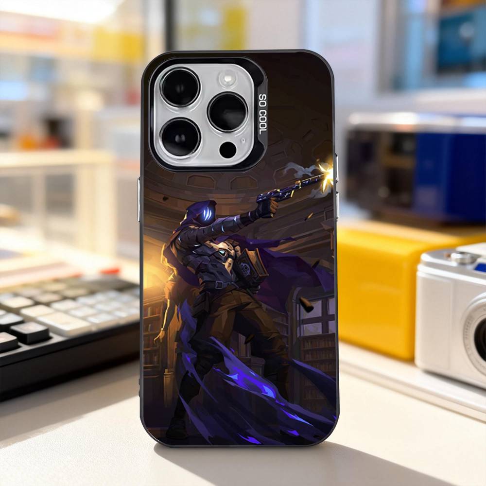 Чехол для телефона V-ValorantS O-Omen для iPhone 17,16,15,14,13,12,11,Pro,XS,Max,Plus,Mini,SE4,E IMD Матовый черный