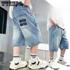 Мальчиковые брюки и детские джинсовые шорты летние повседневные джинсовые свободные спортивные шорты