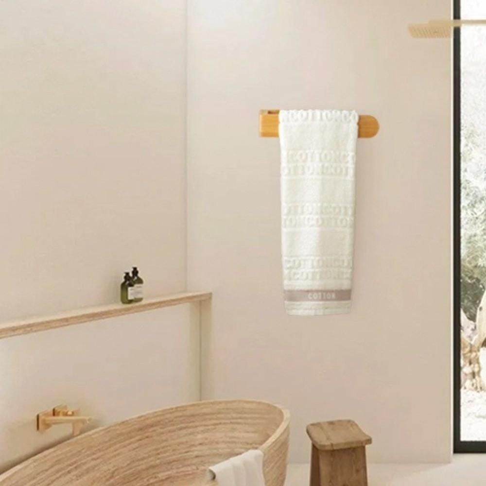 Waterproof Bamboo Wooden Towel Rack Adhesive Towel Shelf Durable No Drill Shelf Bathroom