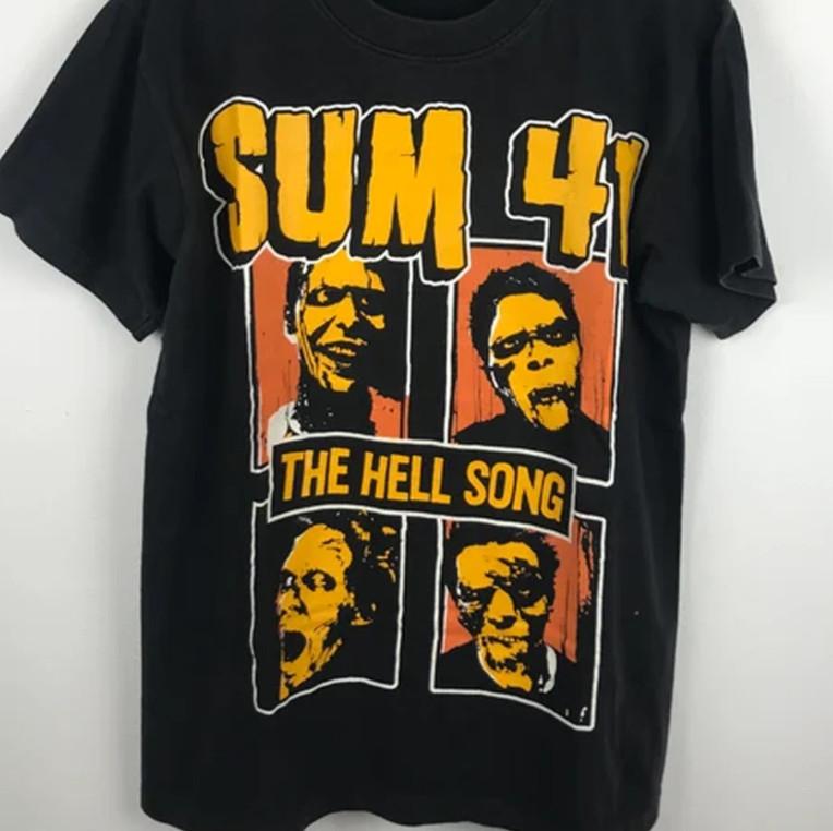 Футболка группы Sum 41 песня the h Черная Короткий рукав Все размеры от S до 5XL