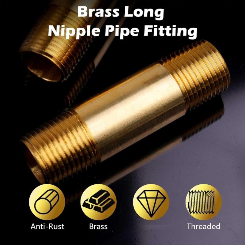 Heavy Type Brass Pipe Connector Solid Brasses Male To Male Threaded Pipe Fitting for Fuels Water and Air Systems