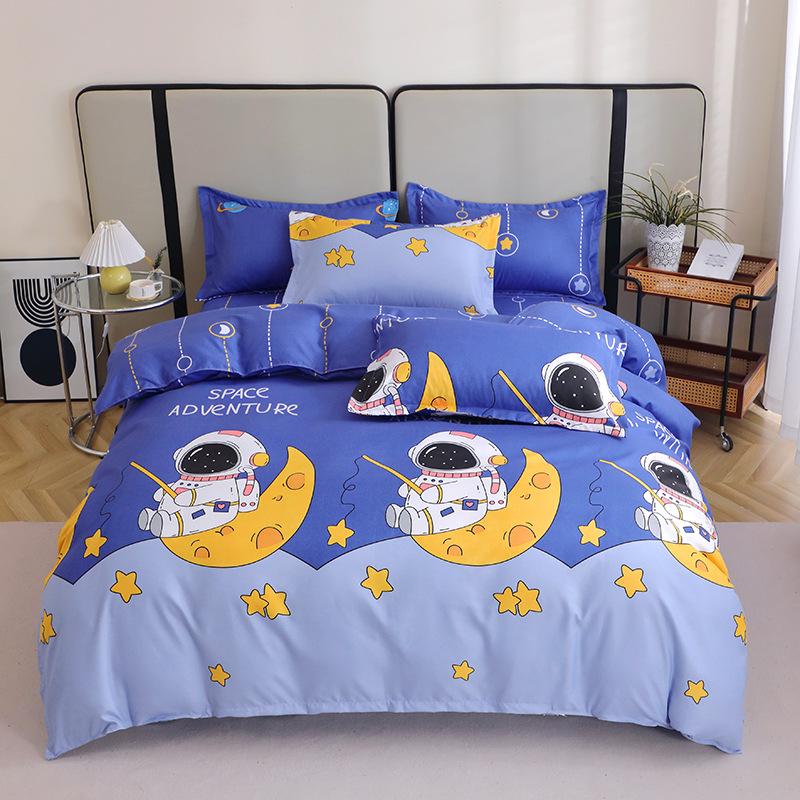 Постельный комплект из полосатого матового хлопка для осени/зимы – Утолщенный пододеяльник и простыня