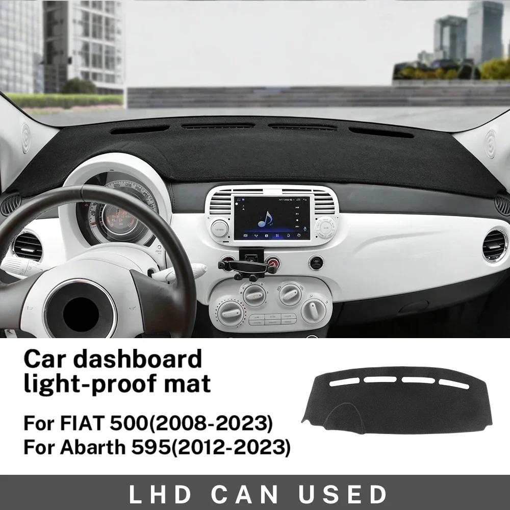 For Fiat 500 2008-2023 Abarth 595 2012-2023 LHD RHD Flannel Dashmat Dashboard Sunshade Carpet Pad Interior Decor Parts