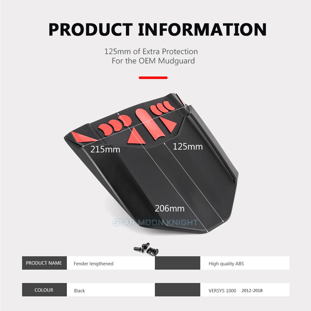 VERSYS 1000 Motorcycle Accessories Rear Fender Mudguard Extender Hugger Extension Refit For KAWASAKI Versys1000 2012 -