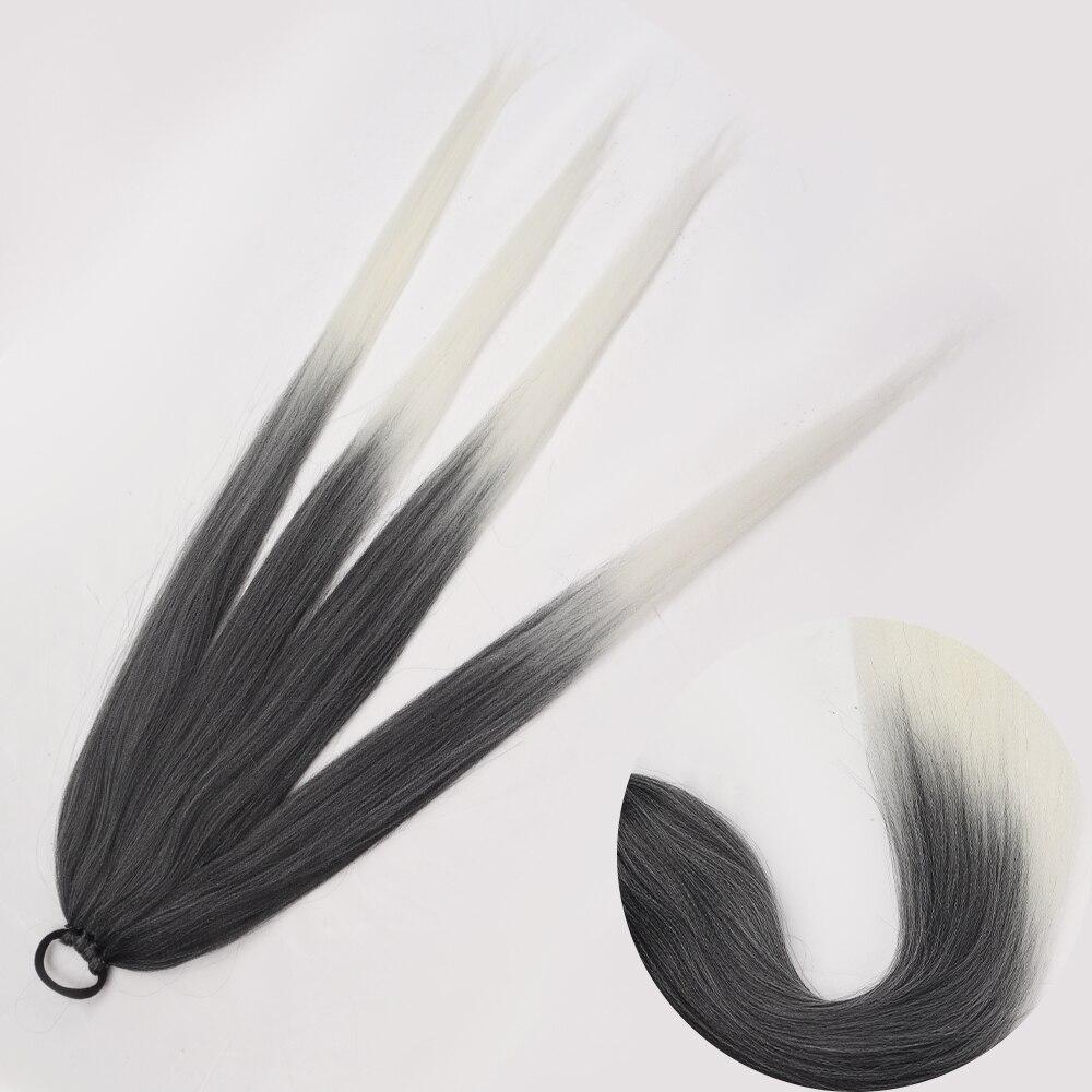 MISS WIG Ponytail Extensions Synthetic Boxing Braids Wrap Around Tail with Rubber Band Hair Ring 26 Inch DIY Brown Ombre Braid