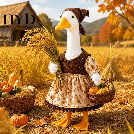 23-inch Goose Costume Thanksgiving Porch Outfit, Autumn Dress with Head Scarf Holiday Outfit Set for 23 Inch Statue, Outdoor Garden Yard