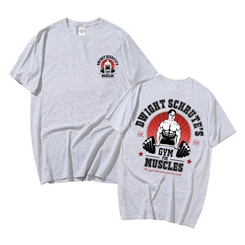 Powerhouse Gym Geek Dwight Schrute S Gym for Muscles Двухсторонняя футболка с принтом Унисекс Женская футболка Harajuku Футболки унисекс из хлопка