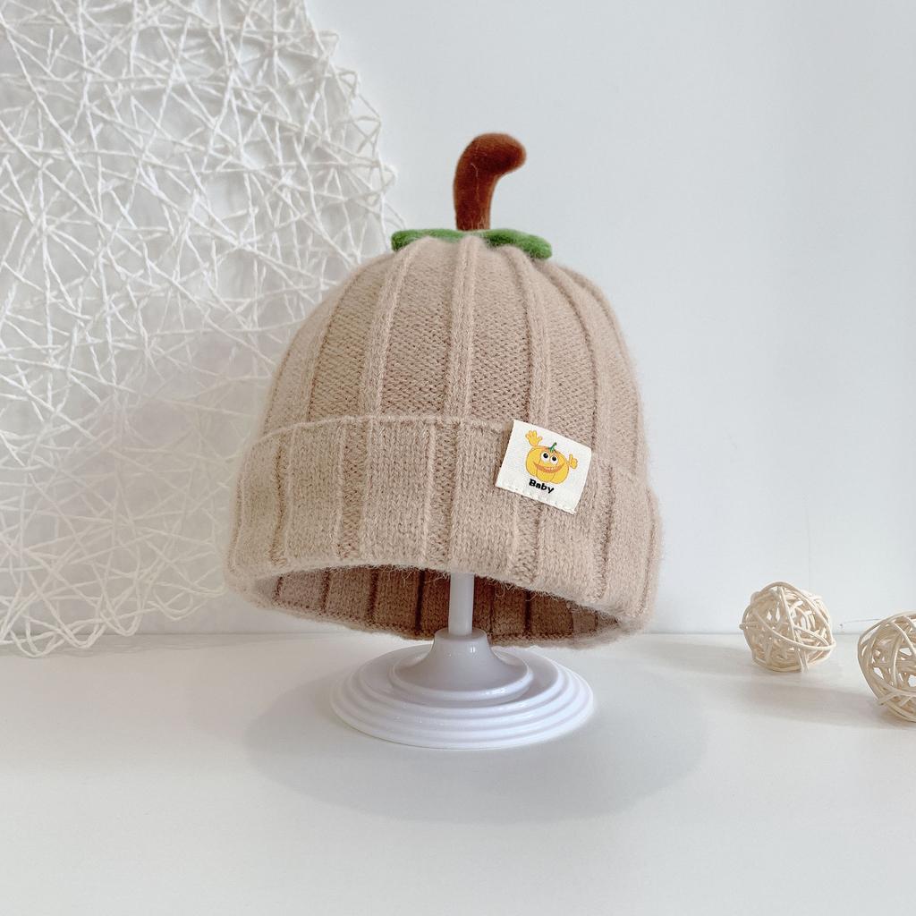 Winter baby knitted hat children's candy color warm wool hat boys and girls cute pumpkin hat