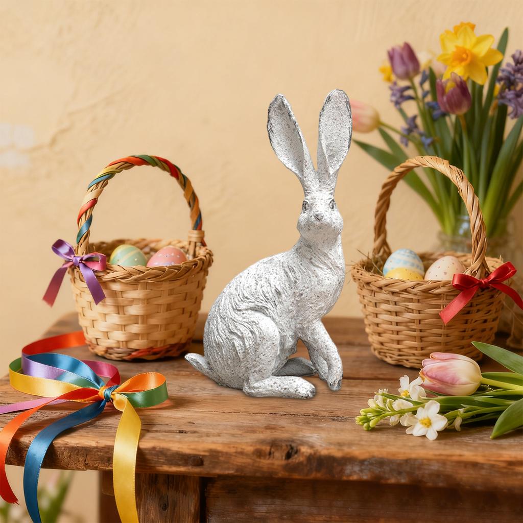 Смола Пасхальный Кролик Симуляция Животного Скульптура Украшение Ретро Сказка Подарок