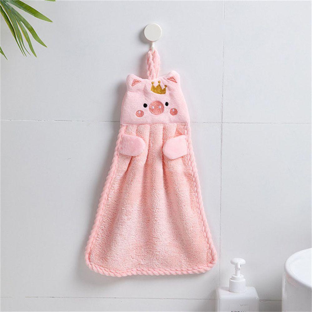 Water Uptake Kitchen Mounted Hand Towel Embroidery Handkerchief Cartoon Pig