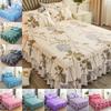 3PCS Bedding Set Bed Shirt Mattress Cover With 2 Pillowcases Flower Pattern Printed Ruffled Bed Sheet Bedspread Sheet +2 Pillowcase