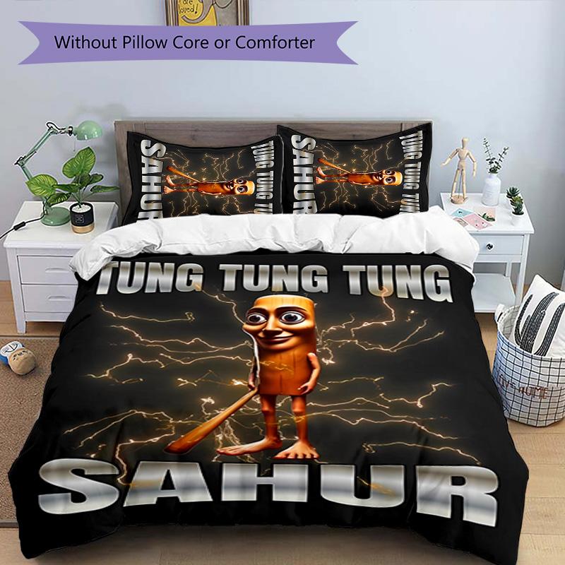 3pcs Italian Brainrot characters6 pattern bedding set duvet cover set includes duvet cover &pillowcases, perfect all season bedroom decoration & gift