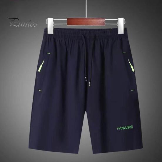 Мужские летние повседневные шорты с карманами на молнии, эластичные завязки на талии, широкие брюки для бега, фитнеса, пляжные шорты