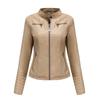 Women's European & American Spring/Autumn Leather Motorcycle Jacket - Stylish Short Design