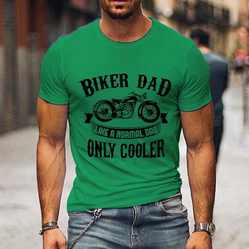 Футболка с графическим принтом Biker Dad Only Cooler для мужчин, летняя черная футболка с коротким рукавом в винтажном стиле, забавная модная футболка ко Дню отца для мужчин