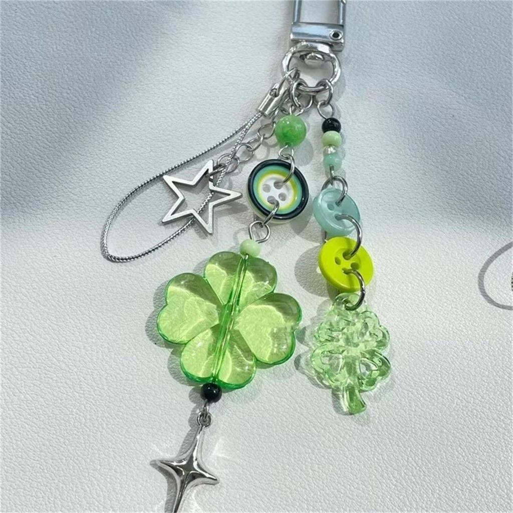 Stylish Lucky Clovers Phone Charm Handmade Craft Supplies Resin and Alloy Phone Chain for Bags and Adults Daily Use