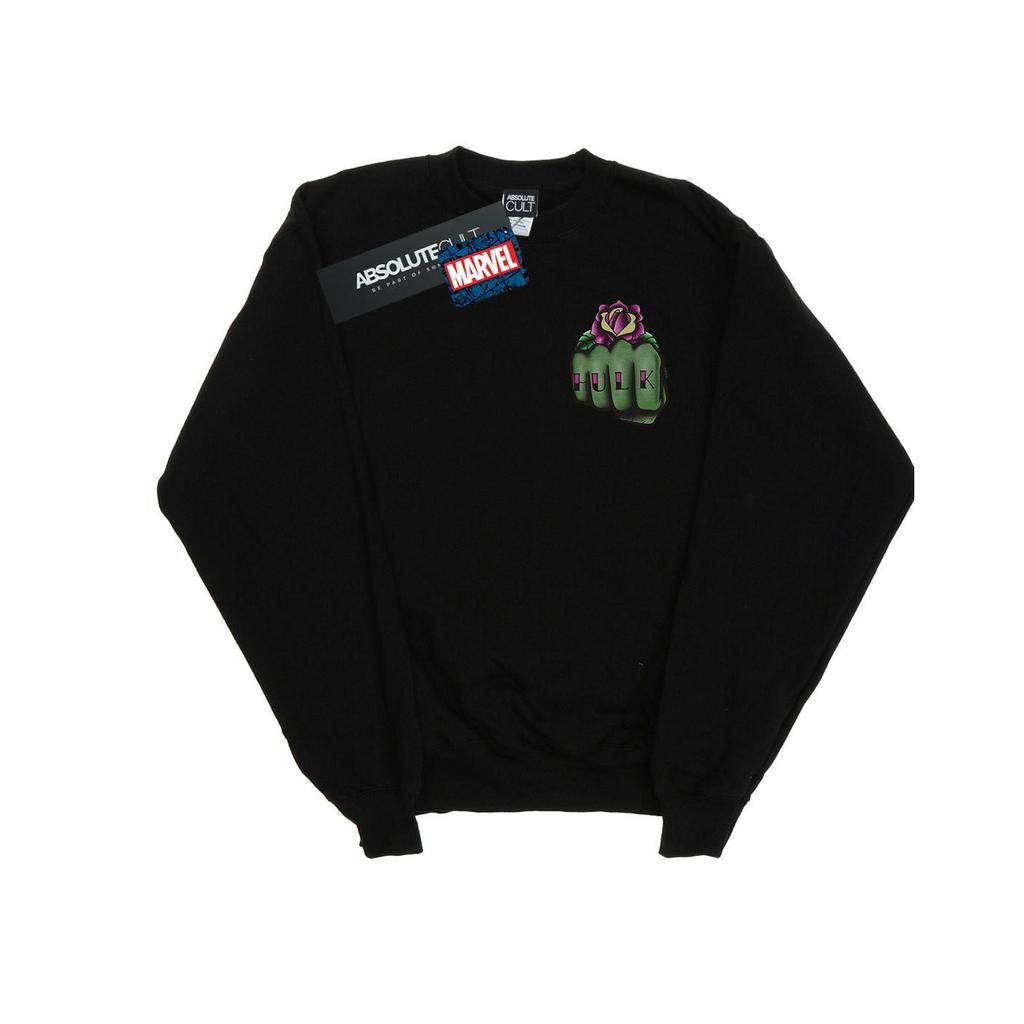 Marvel Mens Hulk Tattoo Fist Breast Print Sweatshirt