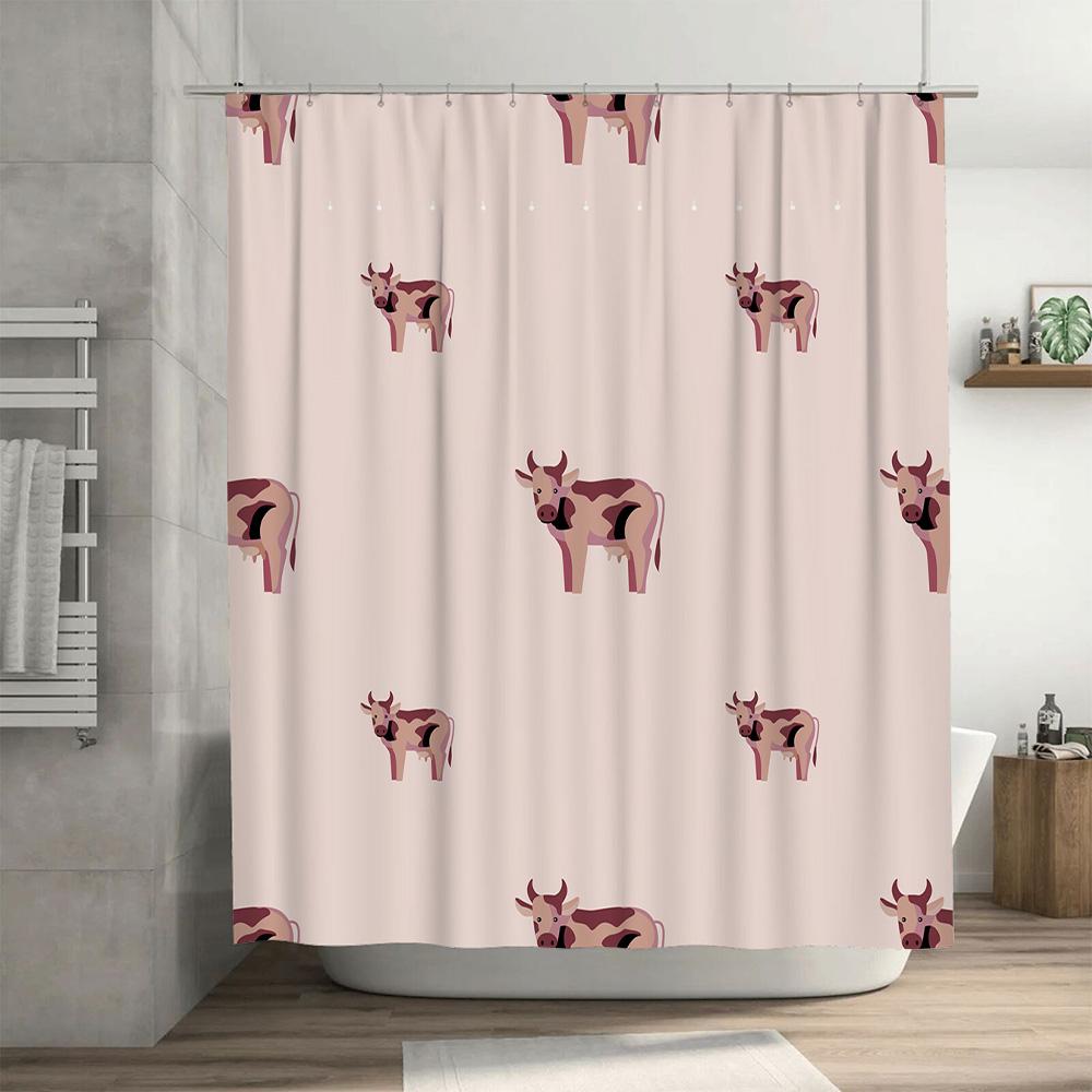 Свежий с фермы Декор для ванной Комната Принт 'Корова' Занавеска для душа в нежно-розовом цвете для детских ванных комнат Домашние интерьеры