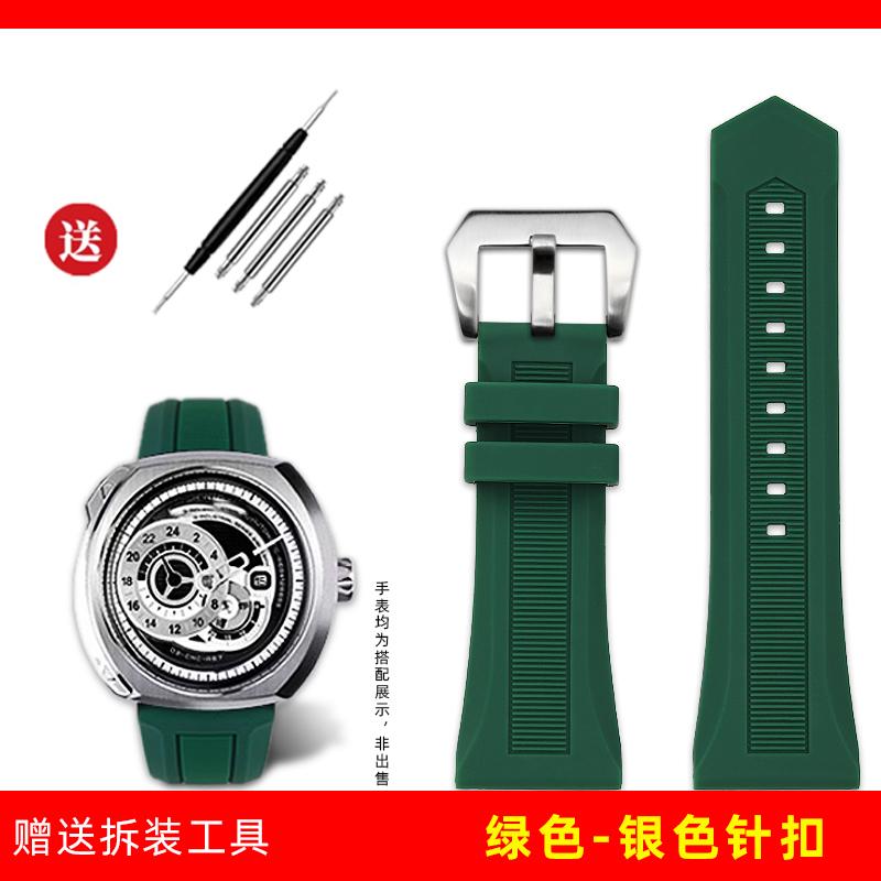For Seven Friday Q1 M1 P3 Black Sports Butterfly Buckle Bracelet Waterproof Silicone Rubber Watch Strap Men 26mm 28mm Watchband