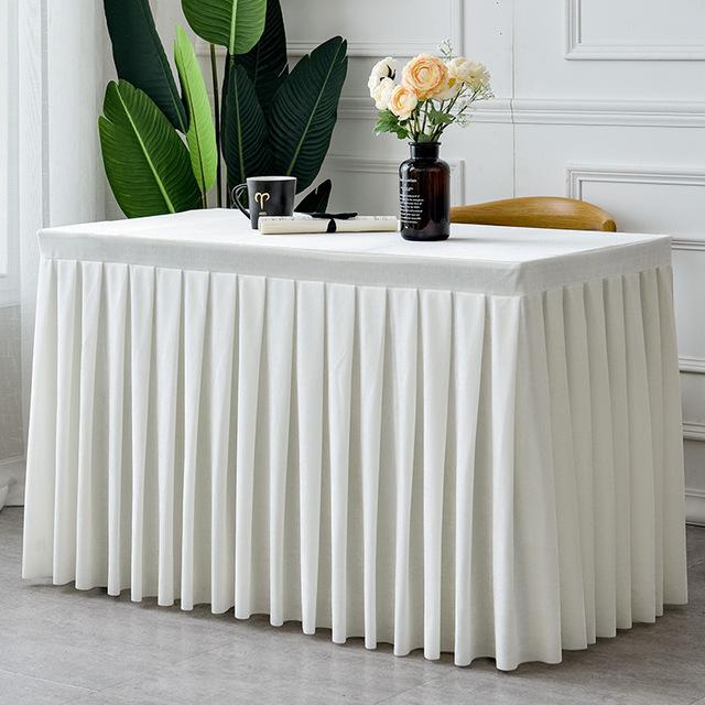 Бархатная скатерть прямоугольная конференция выставочный стол крышка белая / черная юбка стола для свадебного мероприятия вечеринка украшение стола