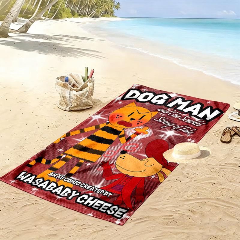 Dog Man Print Beach Towel, Large Soft Quick Dry Towel for Beach Camping Swimming
