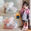 Korean Version Fashion Children's Snow Boots Girls' Cotton Shoes Winter New Velvet Thickened Waterproof Non-slip Leather Boots Short Boots