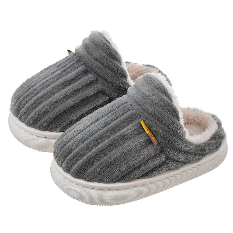 Children's cotton slippers for winter, boys' and girls' furry slippers, indoor warm plush non-slip parent-child slippers
