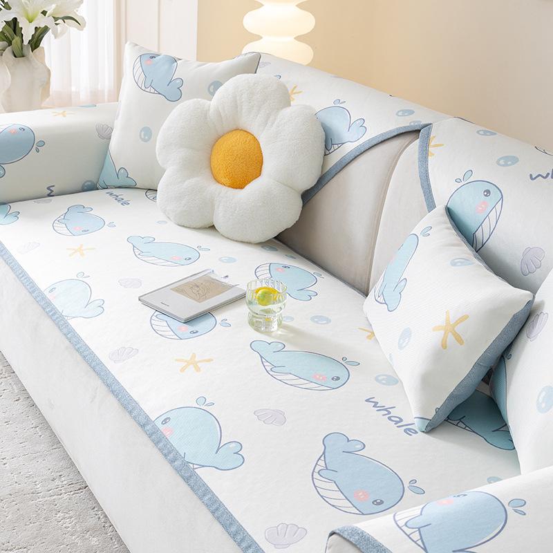 Summer Ice Silk Summer Mat Sofa Cushion Non-Slip Cover Cover Cool Breathable Multifunctional High-Grade Cover Cloth Summer Seat Cushions
